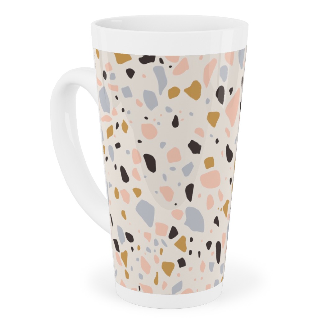 Terrazzo Coral - Gold Tall Latte Mug, 17oz, Beige