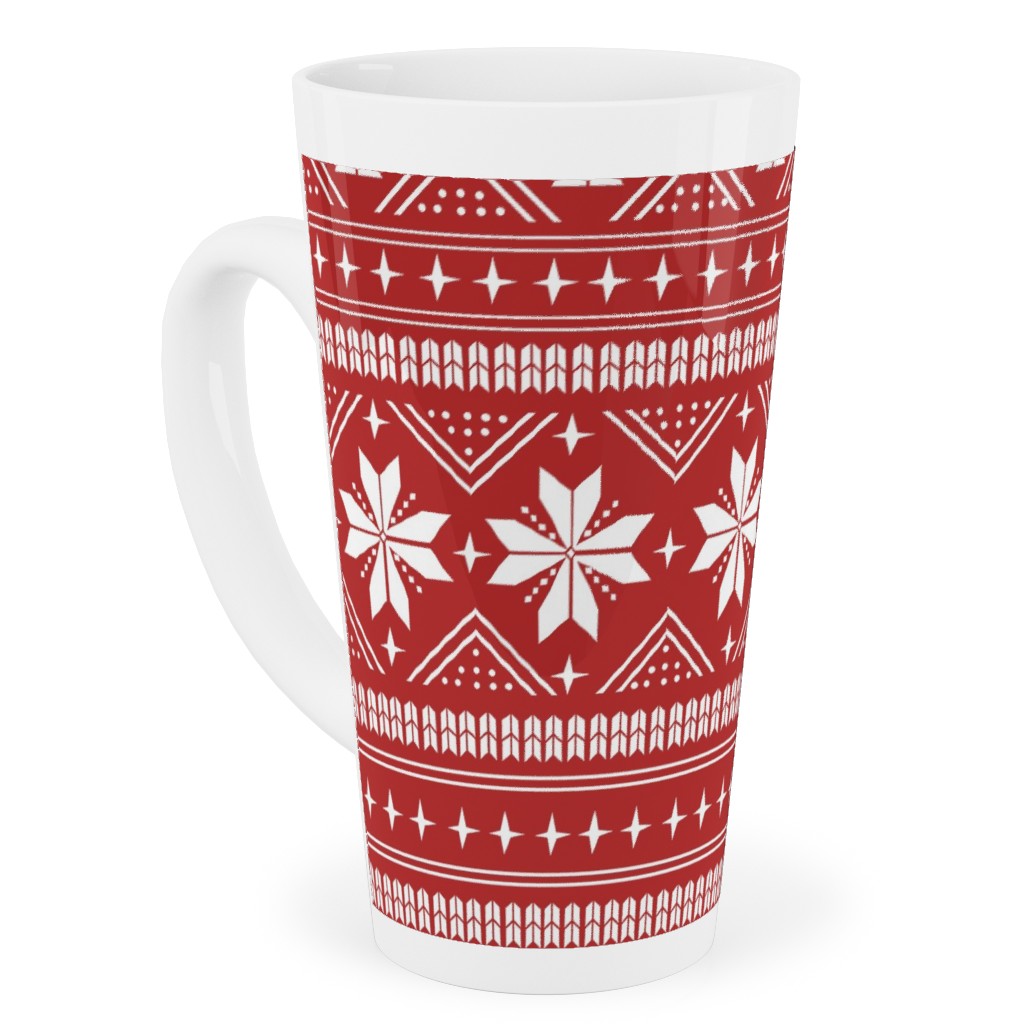 Nordic Sweater - Red Tall Latte Mug, 17oz, Red, Red