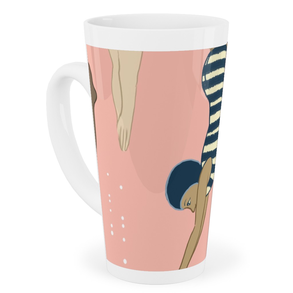 Lady Divers - Pink Tall Latte Mug, 17oz, Pink