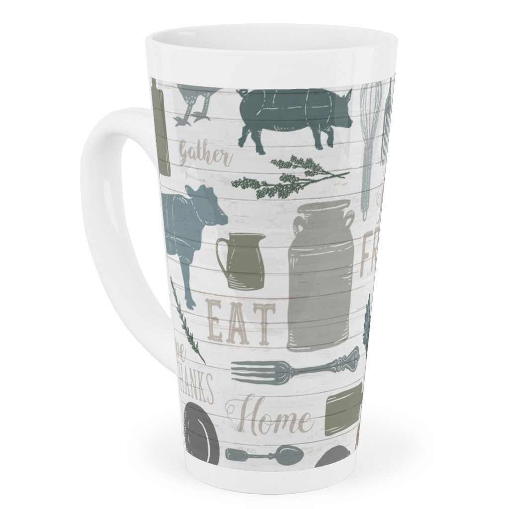 Sing for Your Supper - Gather Round & Give Thanks Tall Latte Mug, 17oz, Blue