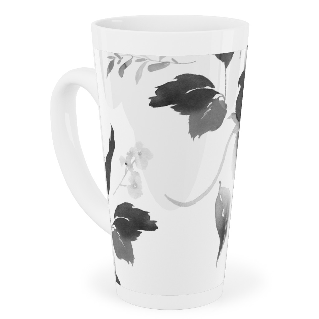 Spring Beginning - Black and White Tall Latte Mug, 17oz, White