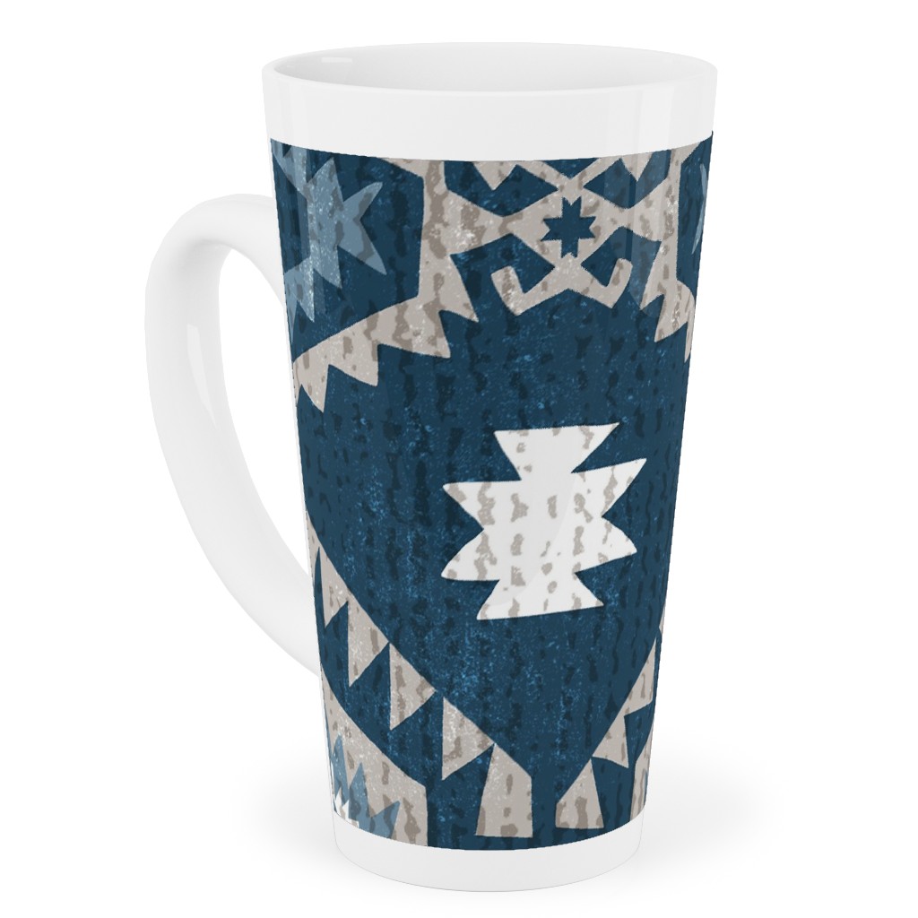 Kilim Me - Blue Tall Latte Mug, 17oz, Blue, True Blue