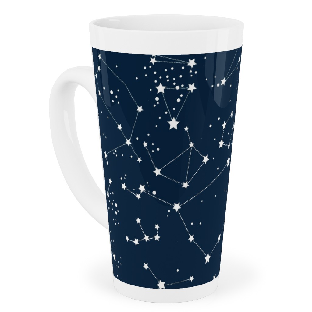 Constellations - White Stars on Navy Tall Latte Mug, 17oz, Blue, True Blue