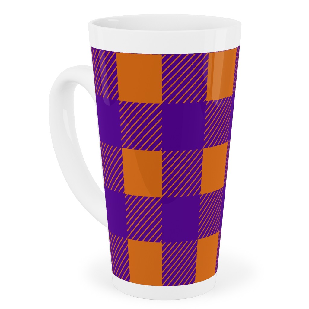 Buffalo Checked Plaid Tall Latte Mug, 17oz, Purple, Grape Jelly