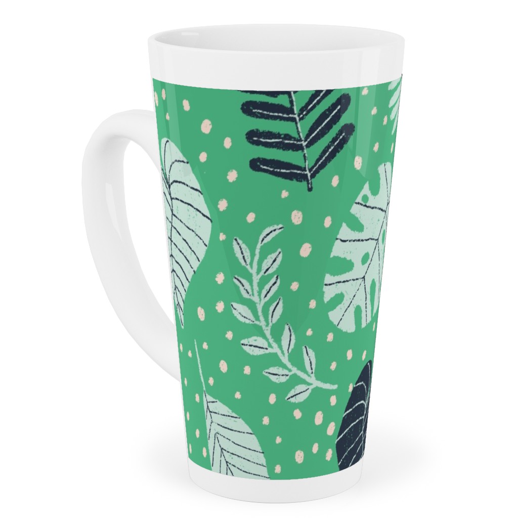 Leafy Jungle - Green Tall Latte Mug, 17oz, Green