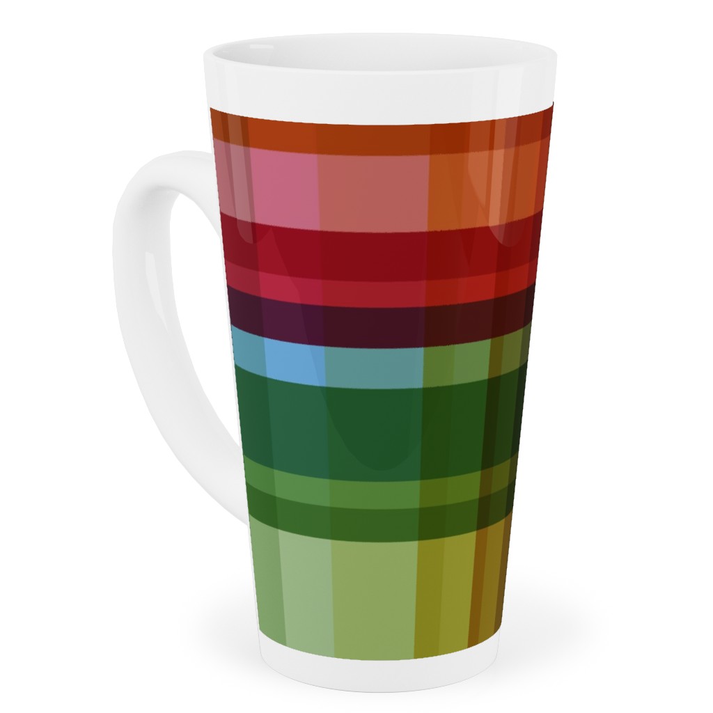 Gingham Rainbow Check Tall Latte Mug, 17oz, Multicolor