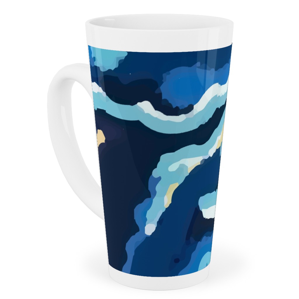 Psychedelic Blues Tall Latte Mug, 17oz, Blue, True Blue