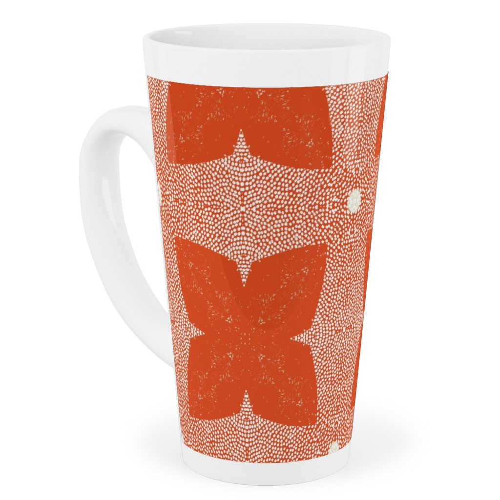 Red Geo Garden - Red Tall Latte Mug, 17oz, Red