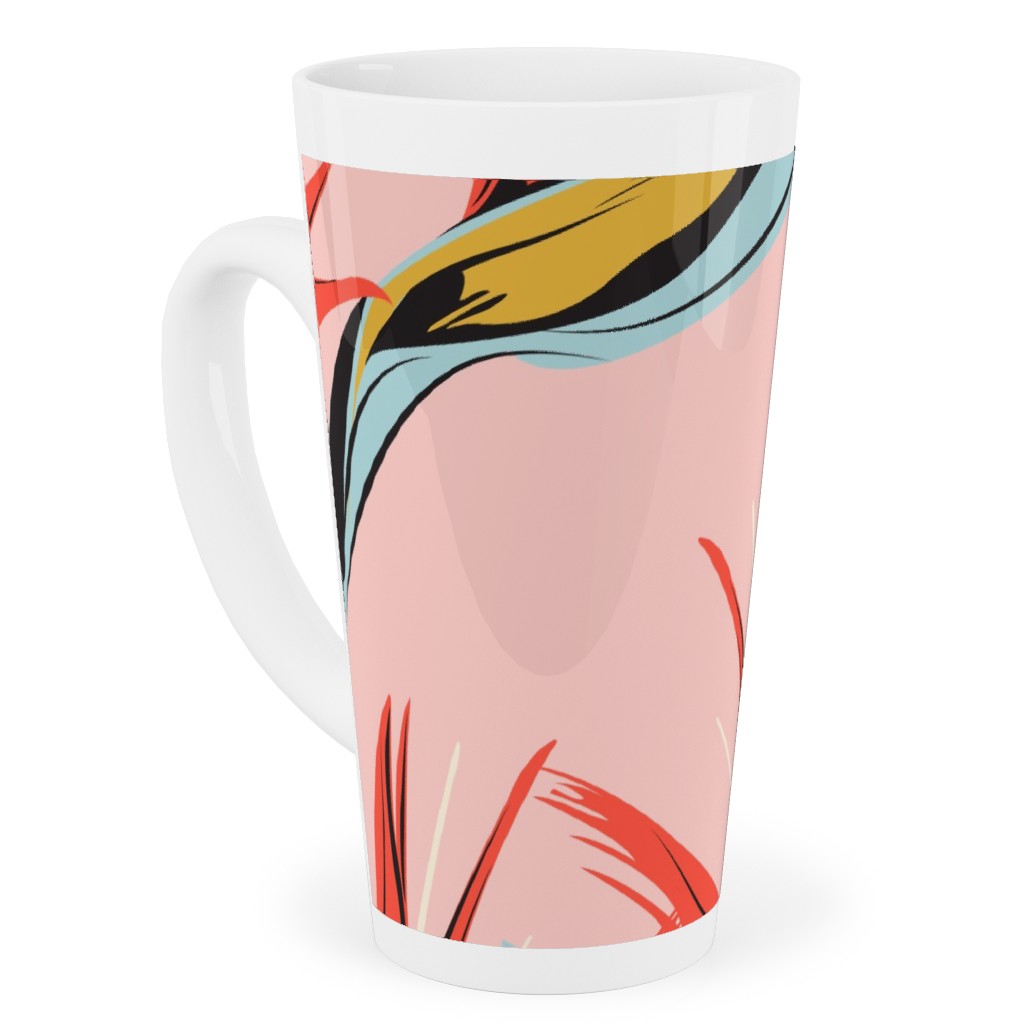 Bird of Paradise Tall Latte Mug, 17oz, Pink