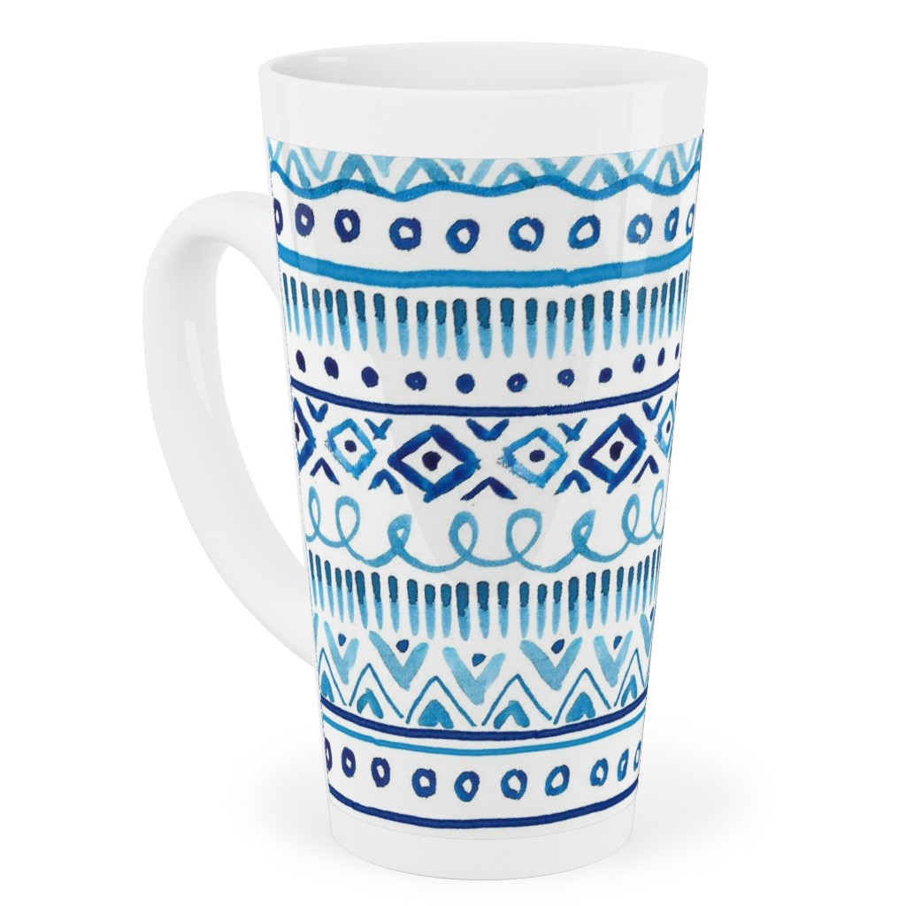 Painted Stripe - Blue Tall Latte Mug, 17oz, Blue