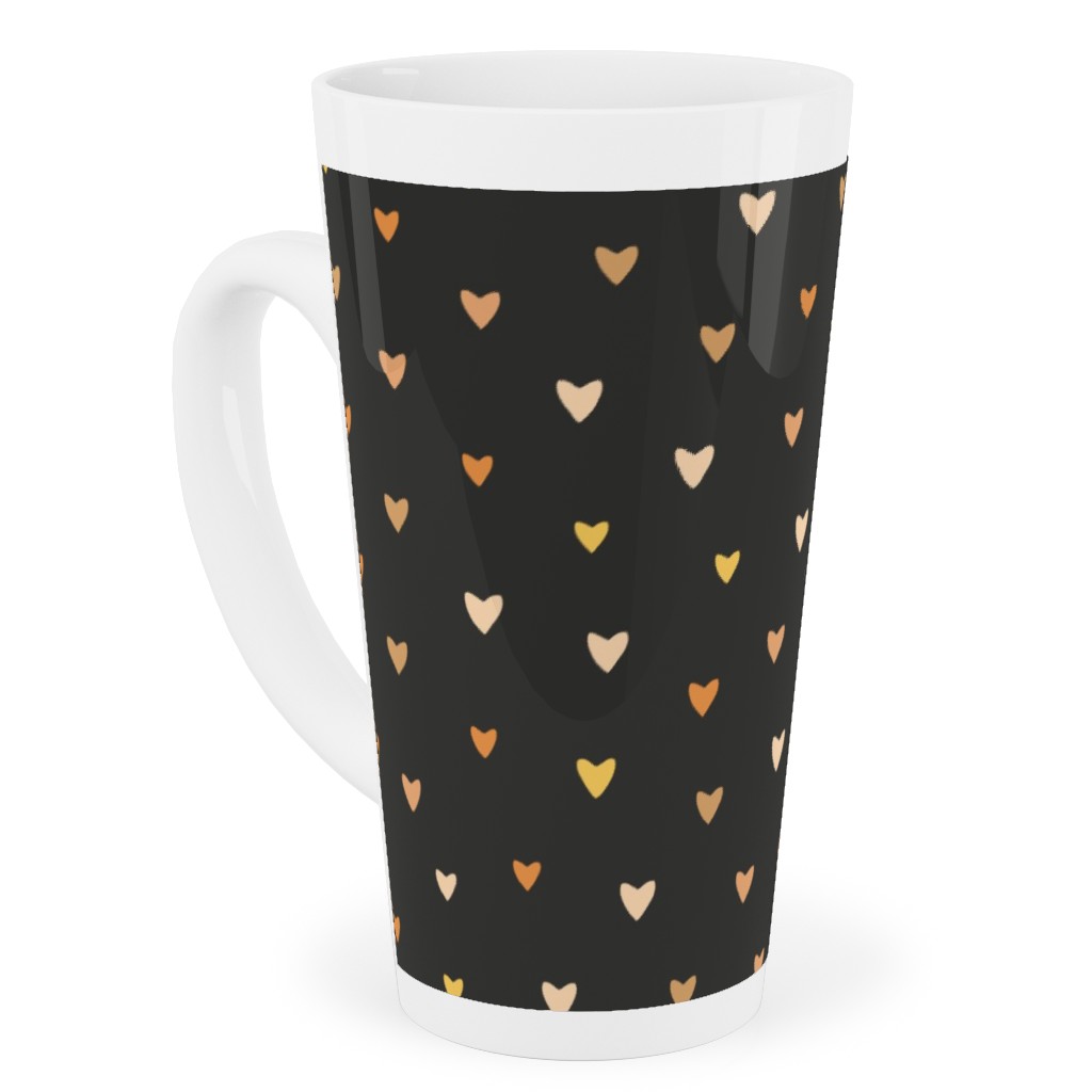 Bronze Hearts - Black Tall Latte Mug, 17oz, Black, Black