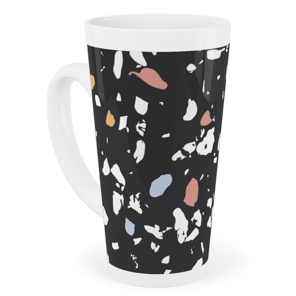 Terrazzo Print - Dark Tall Latte Mug, 17oz, Black