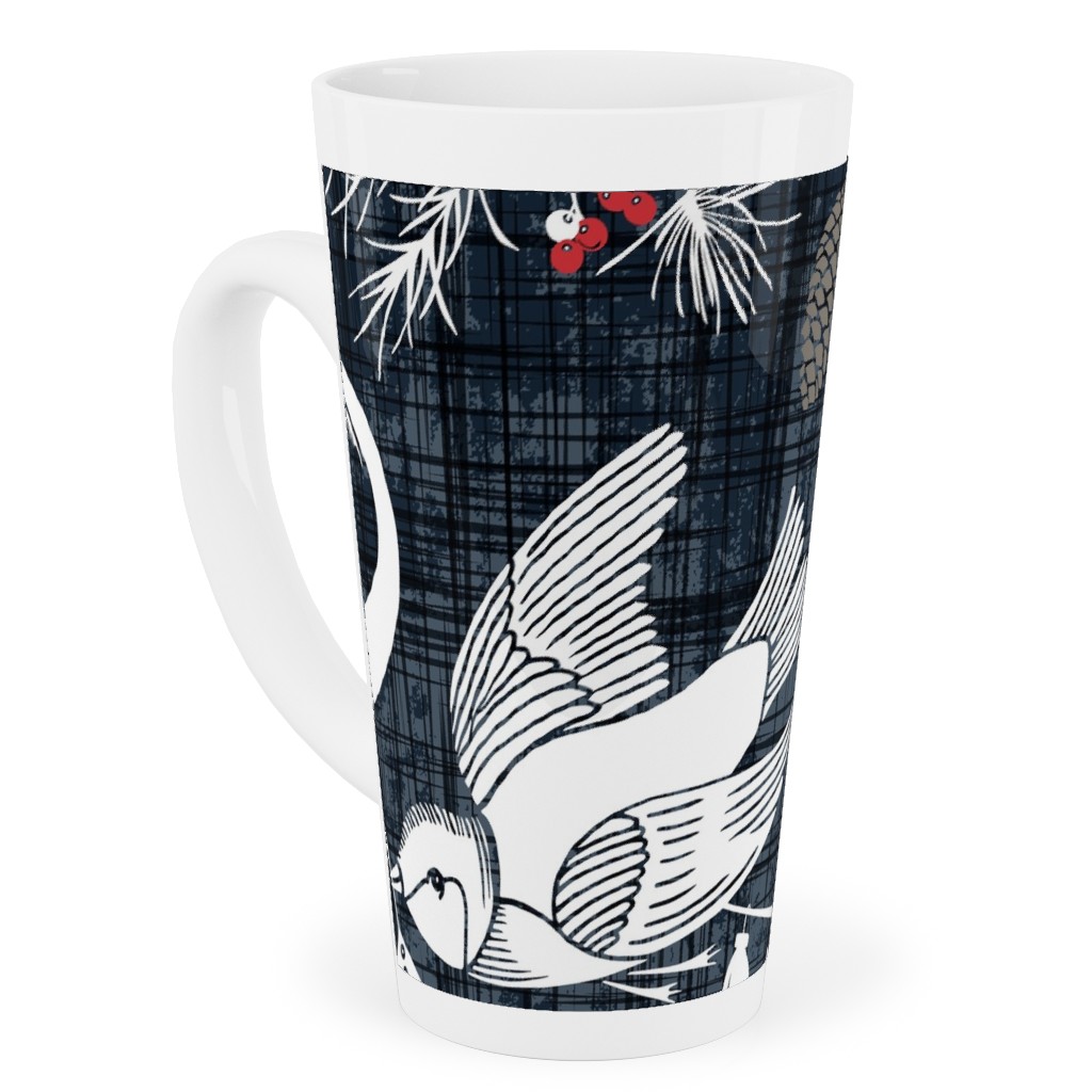 Merry Forest Tall Latte Mug, 17oz, Black, Golden