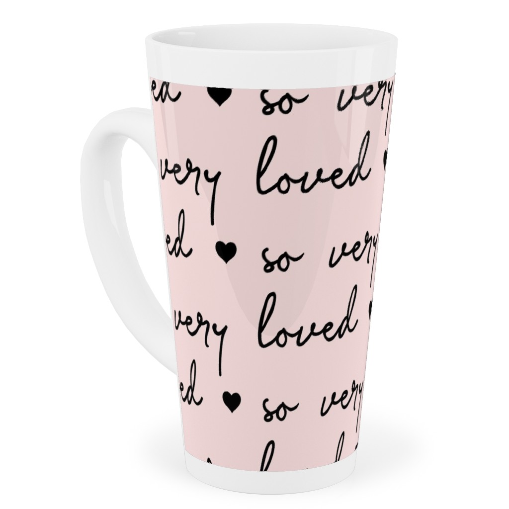 so Very Loved - Pink and Black Tall Latte Mug, 17oz, Pink