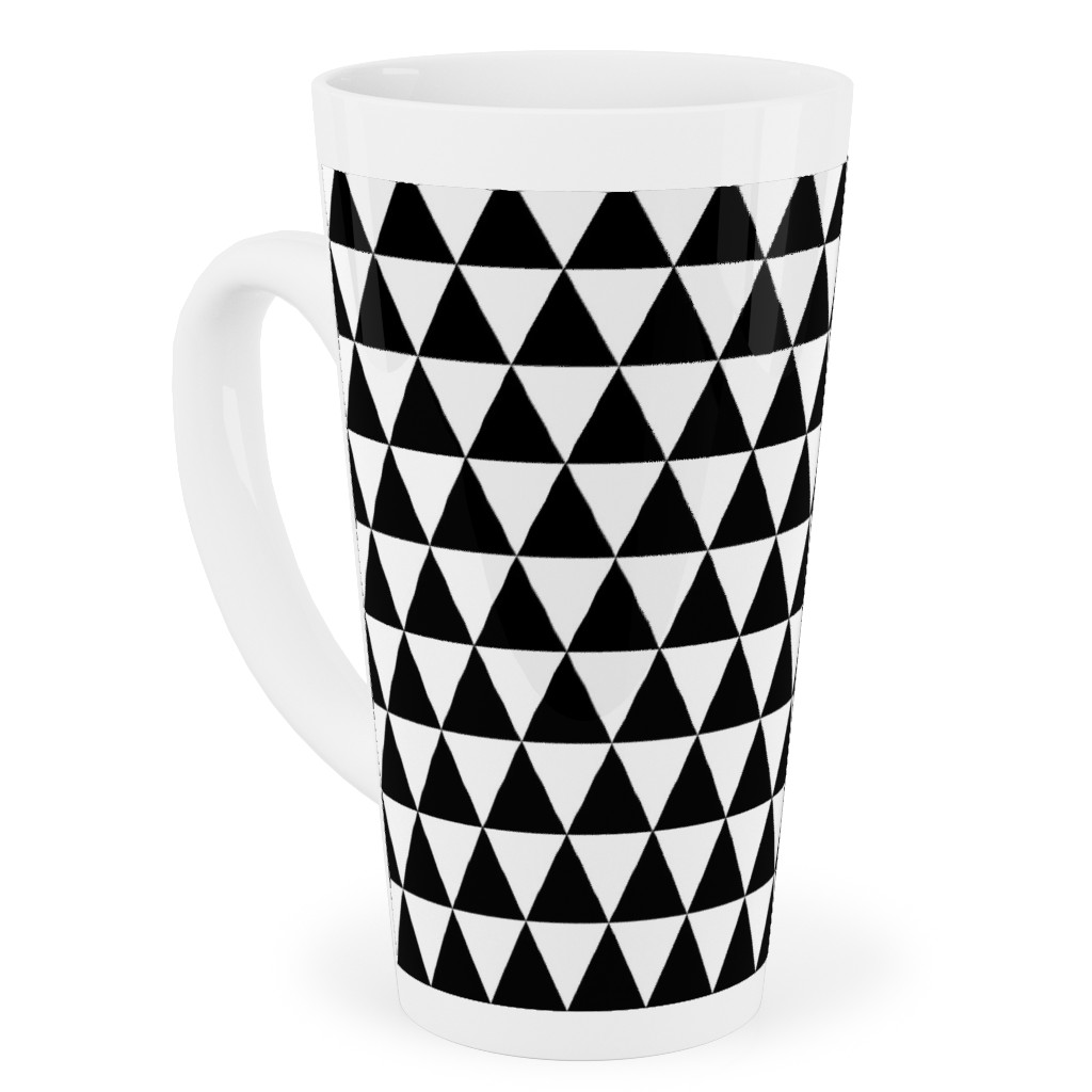 Triangles - Geometric - Black & White Tall Latte Mug, 17oz, Black, Black
