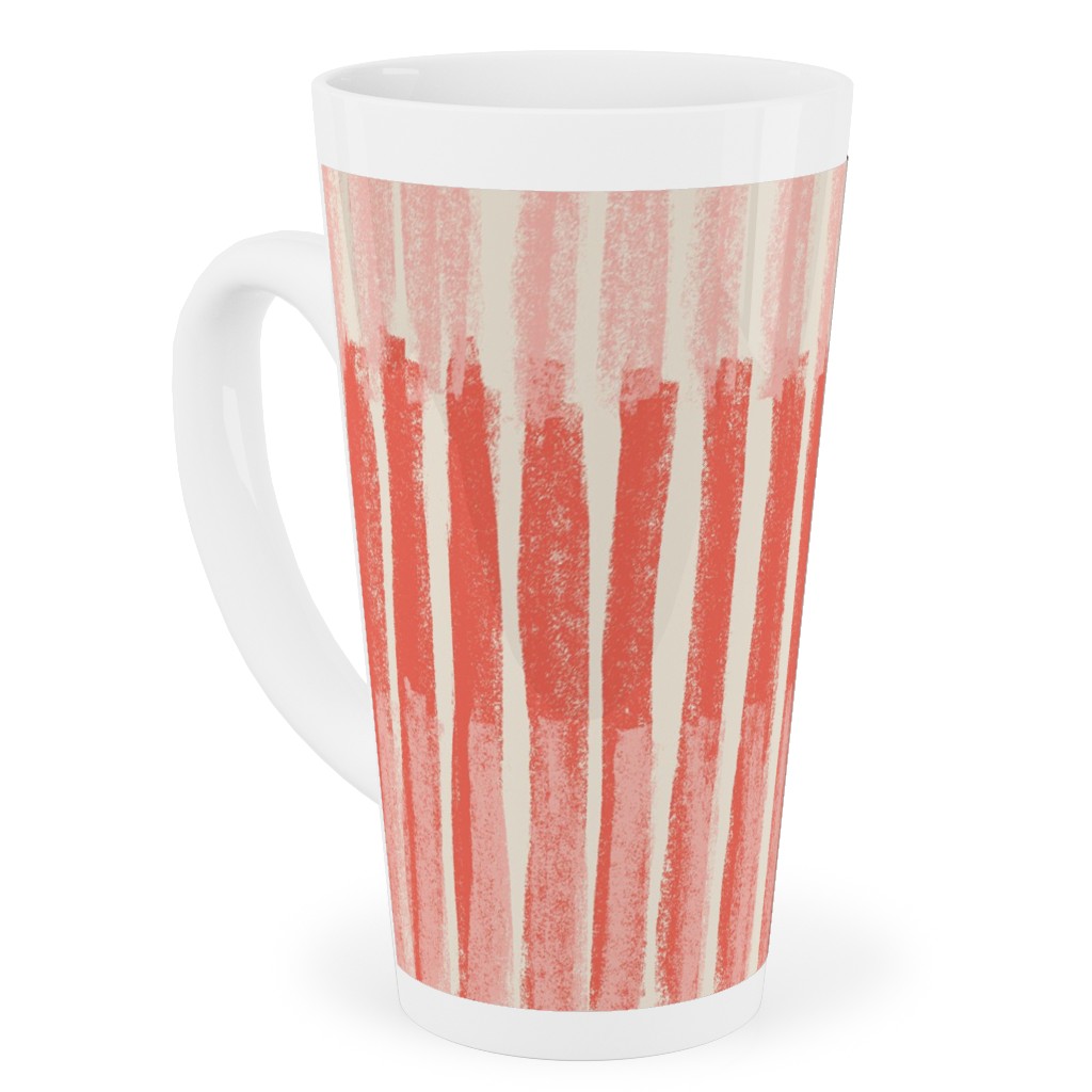 Strips - Coral Tall Latte Mug, 17oz, Pink