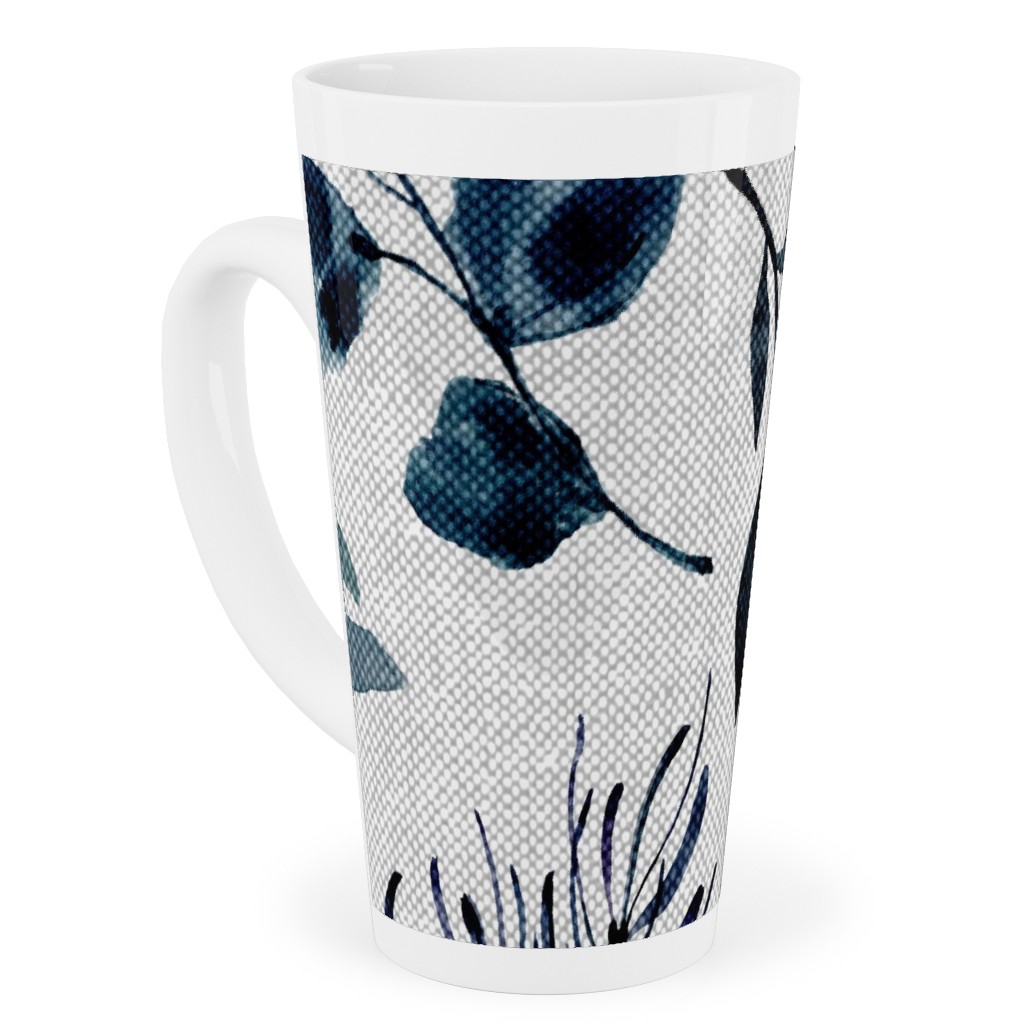 Leaves Nature Botanical Prints Tall Latte Mug, 17oz, Blue