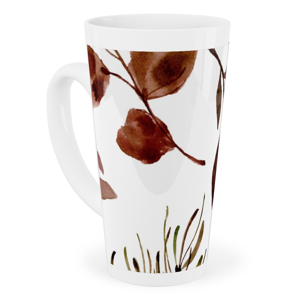Leaves Nature Botanical Prints Tall Latte Mug, 17oz, Brown, Cocoa