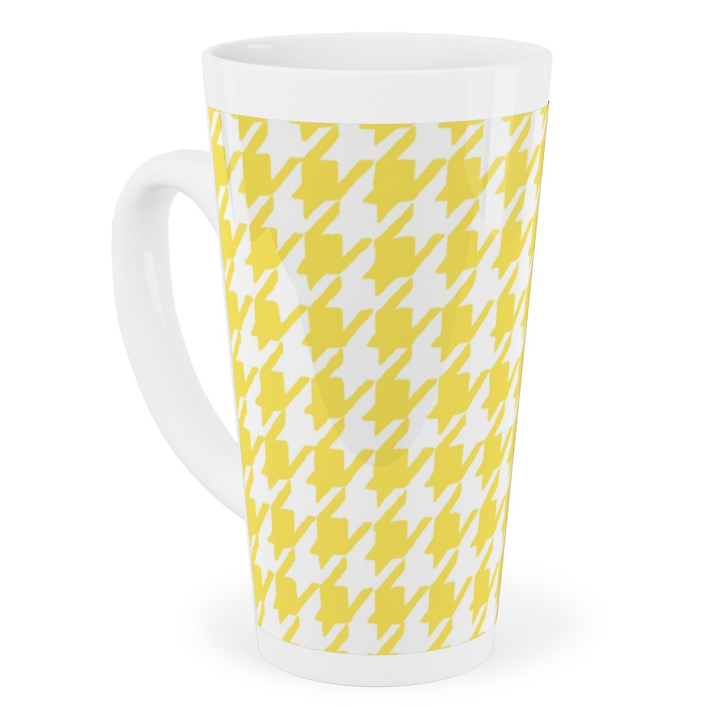 Happy Houndstooth Tall Latte Mug, 17oz, Yellow, Lemon