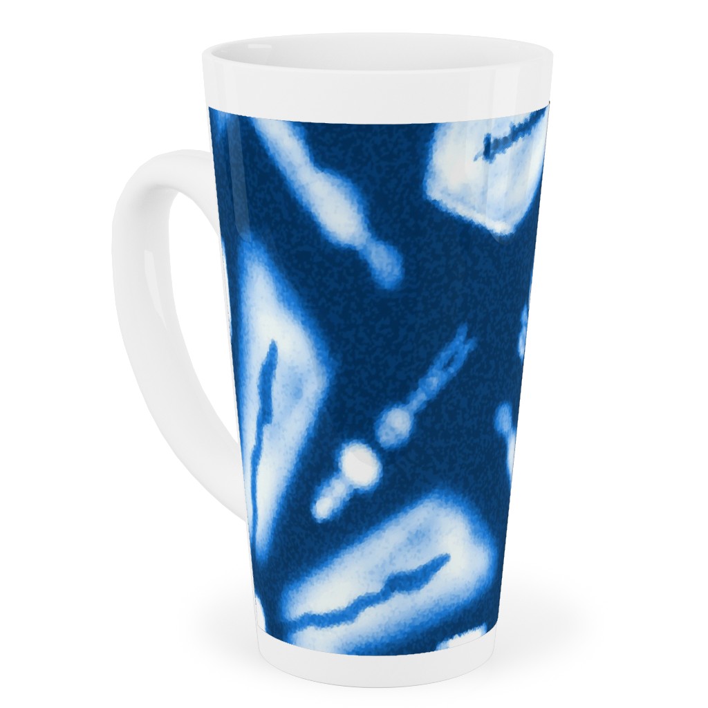 Shibori Flowers Tall Latte Mug, 17oz, Blue