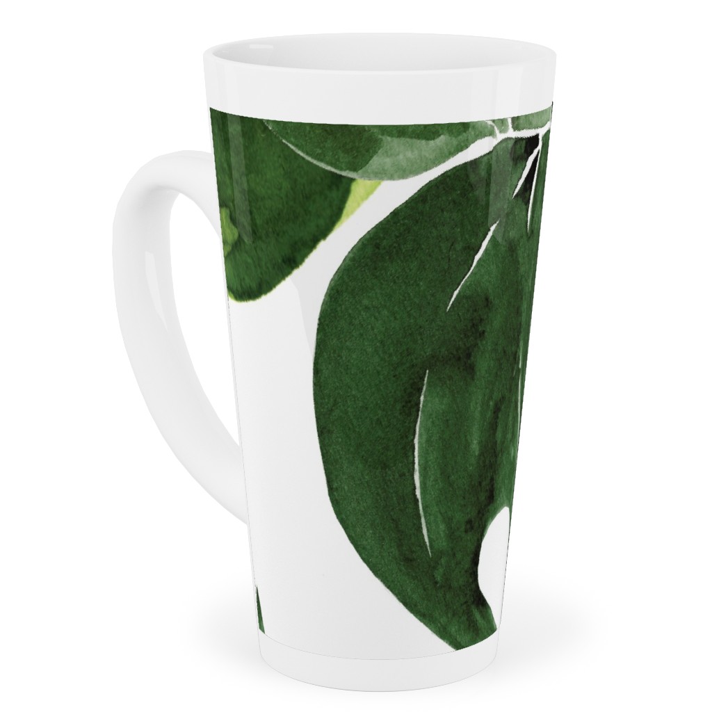 Monstera Tropical Leaves - Green Tall Latte Mug, 17oz, Green