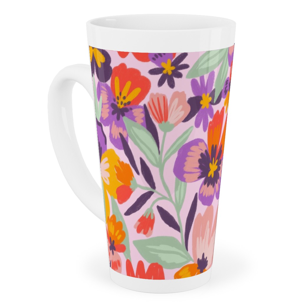 Pansies Tall Latte Mug, 17oz, Multicolor