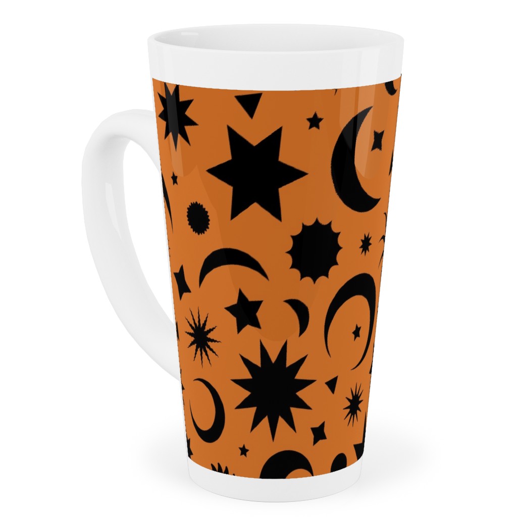 Celestial Kilim - Orange and Black Tall Latte Mug, 17oz, Orange