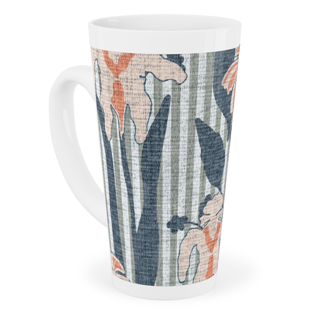 Farmhouse Floral Iris Tall Latte Mug, 17oz, Blue