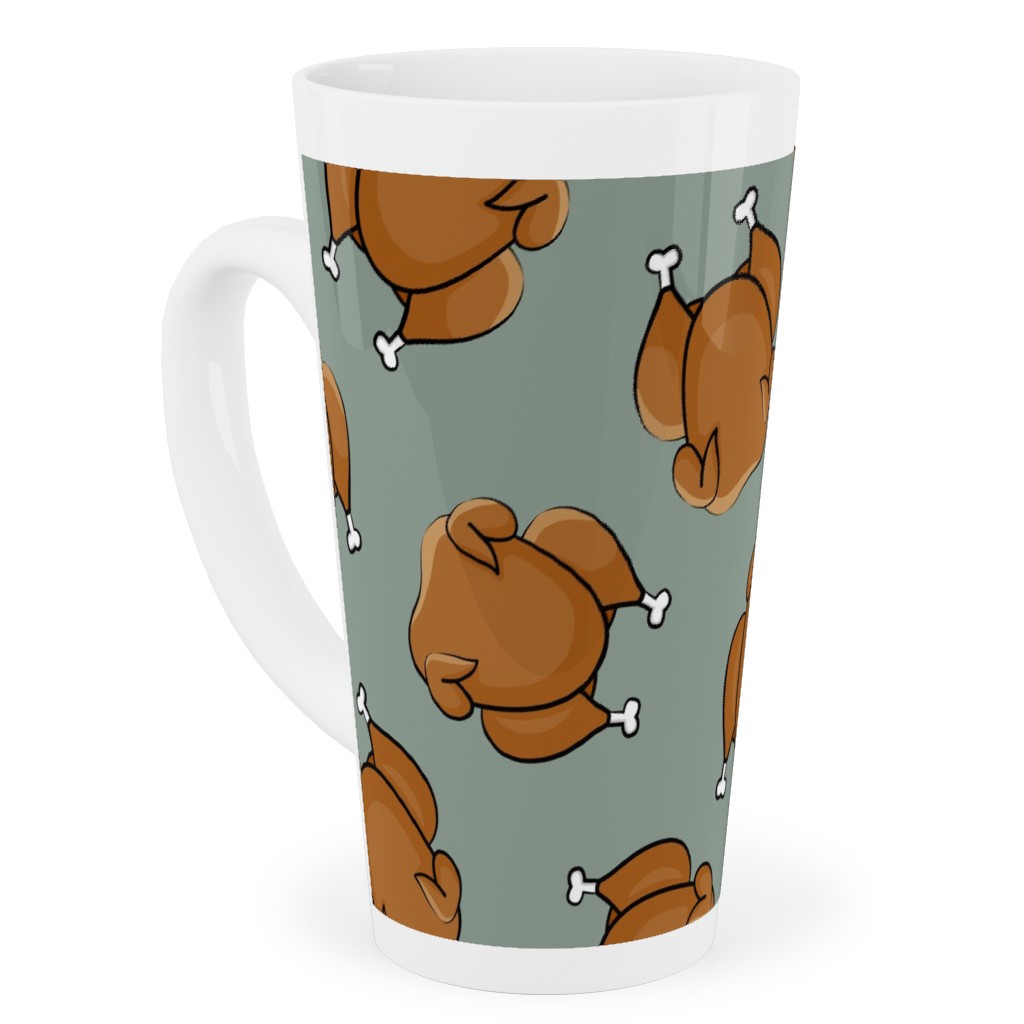 Thanksgiving Day Turkey Toss Tall Latte Mug, 17oz, Green