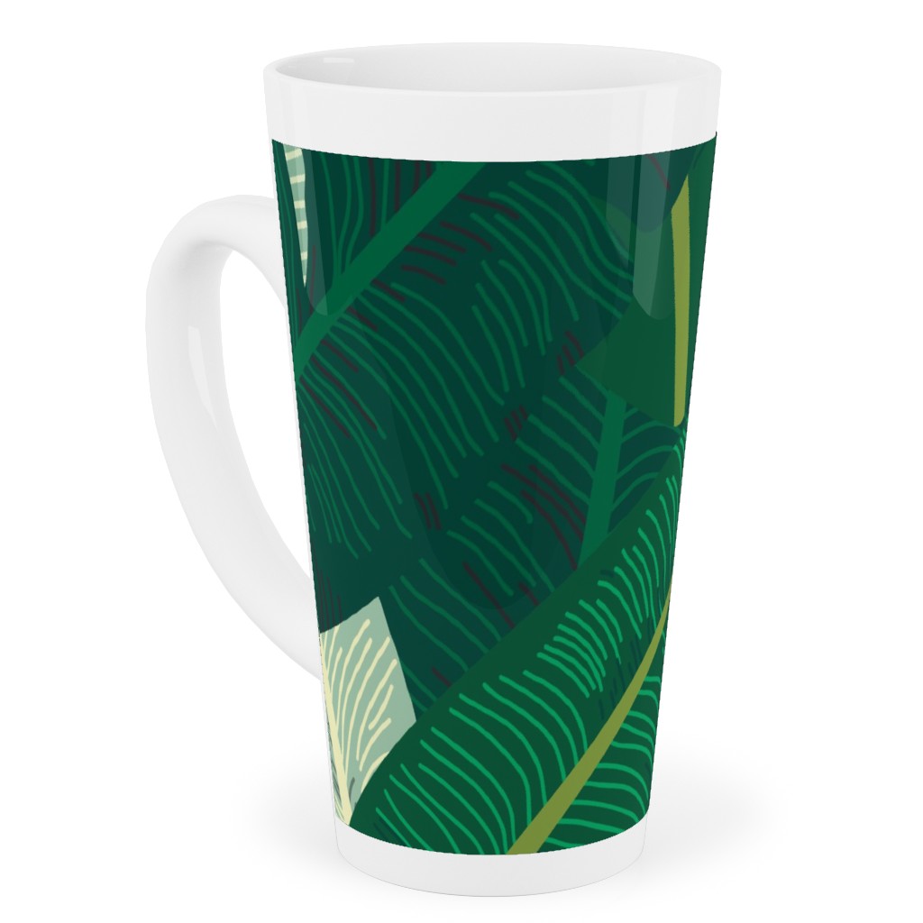 Classic Banana Leaves - Palm Springs Green Tall Latte Mug, 17oz, Green
