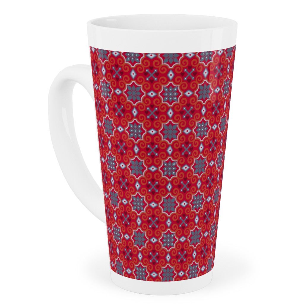 Oriental Ornament - Red Tall Latte Mug, 17oz, Red