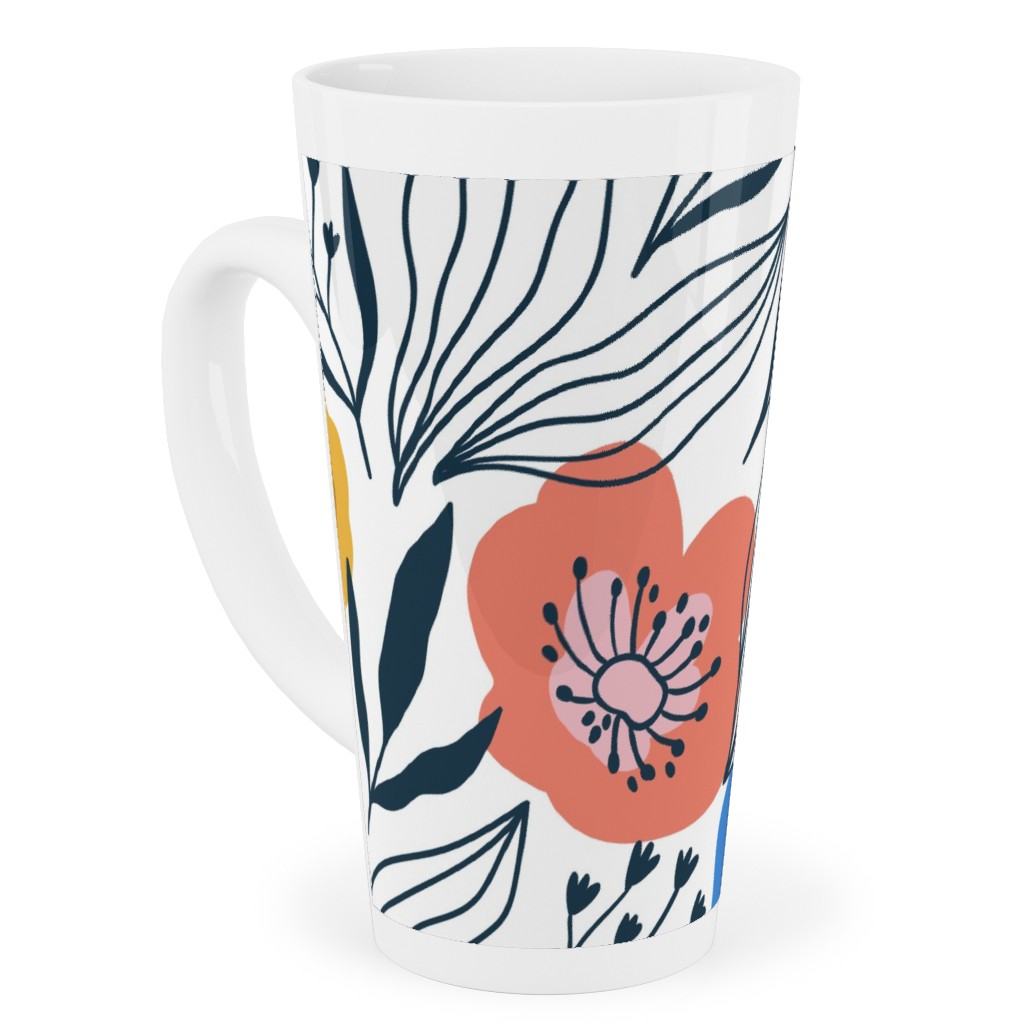 Colorful Flowers - Multi Tall Latte Mug, 17oz, Multicolor