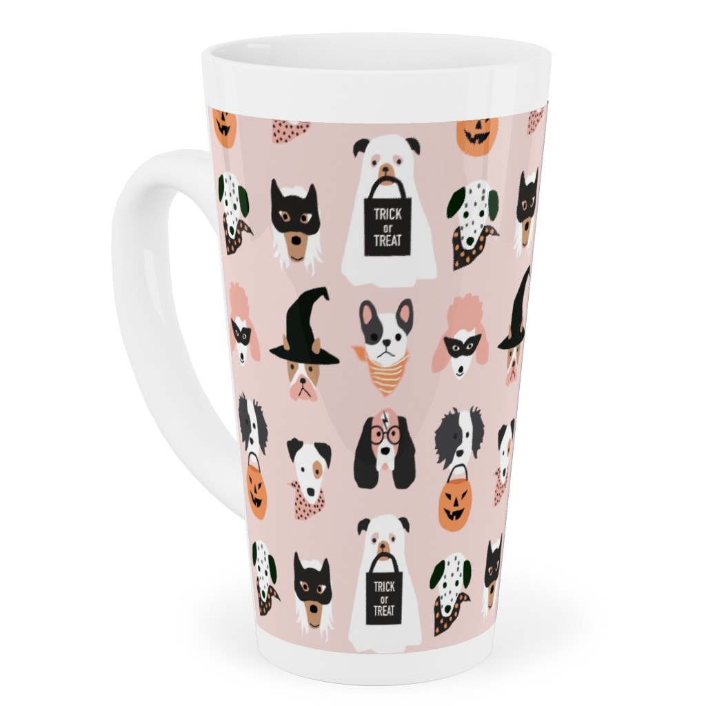 Halloween Puppies on Pink Tall Latte Mug, 17oz, Pink