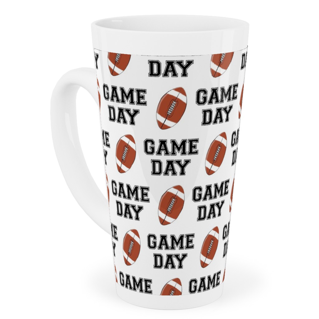 Game Day - College Football - Black and White Tall Latte Mug, 17oz, Brown