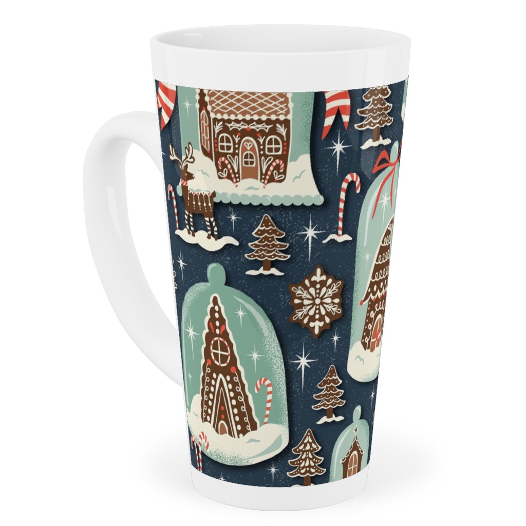Christmas Gingerbread Village - Blue Tall Latte Mug, 17oz, Multicolor
