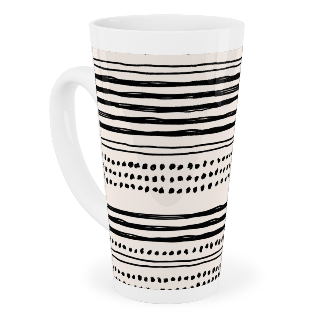 Minimal Mudcloth Tall Latte Mug, 17oz, Beige, Charcoal