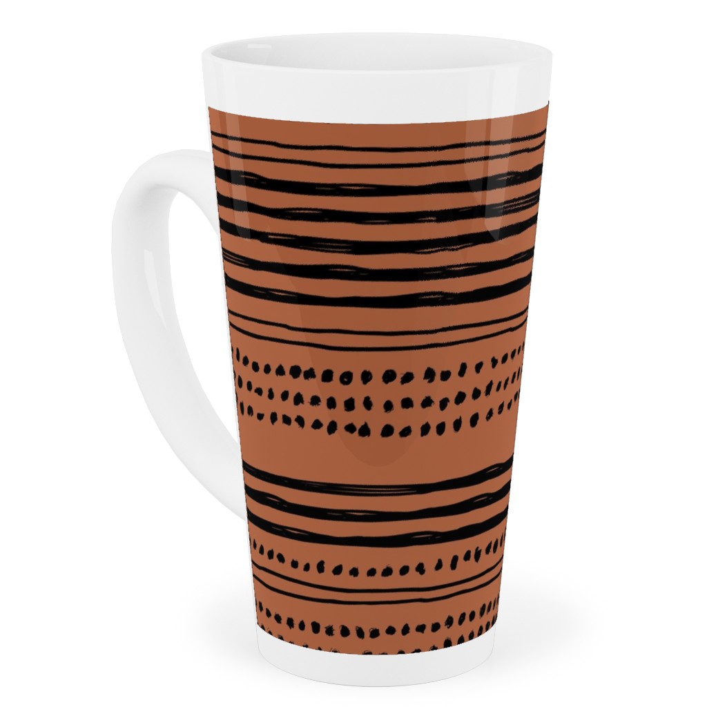 Minimal Mudcloth Tall Latte Mug, 17oz, Red, Earth