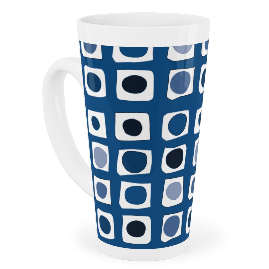 Little White Rectangles - Classic Blue Tall Latte Mug, 17oz, Blue