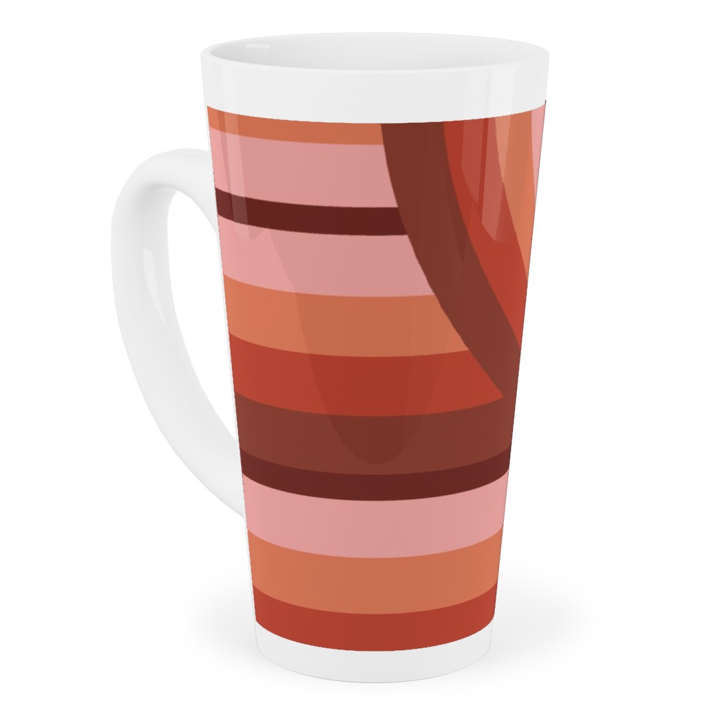 Retro Road - Mauve Multi Tall Latte Mug, 17oz, Red