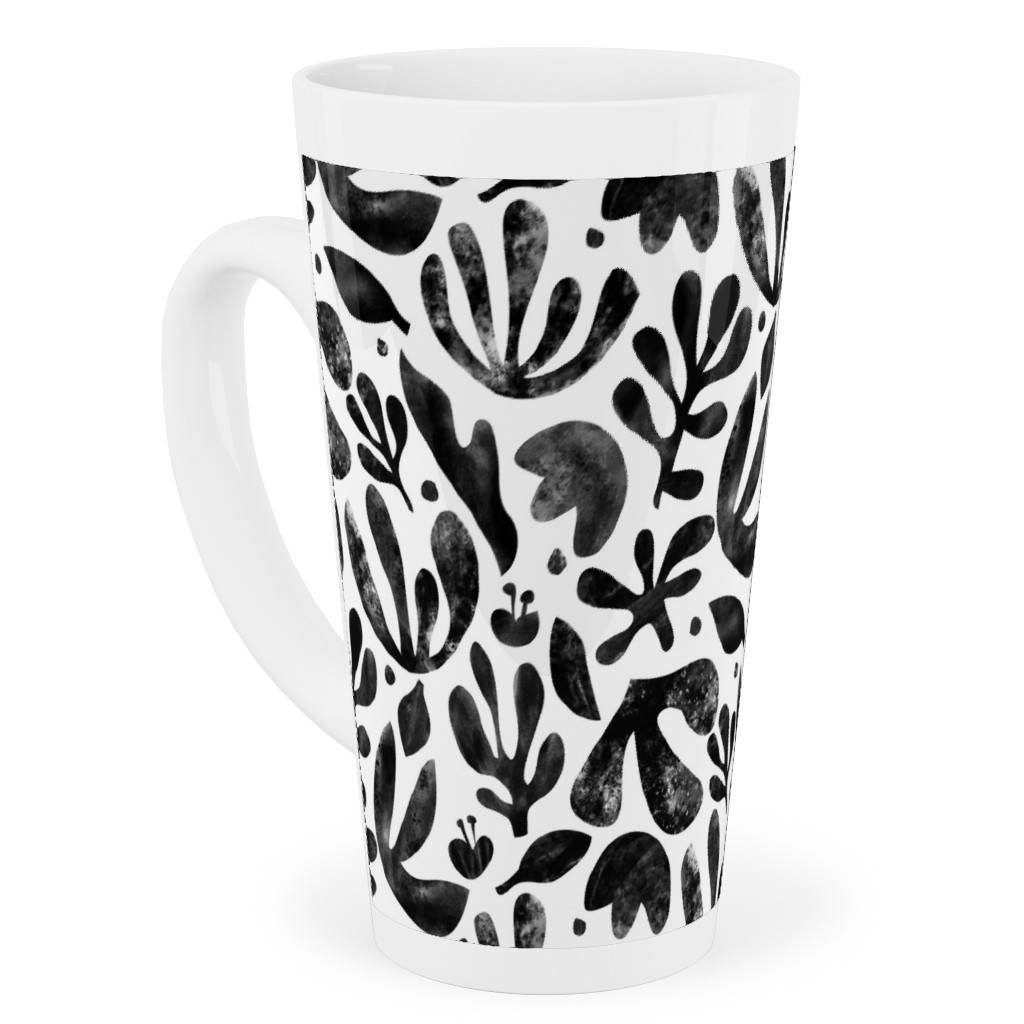 Flower Cutouts - Neutral Tall Latte Mug, 17oz, Black, Black