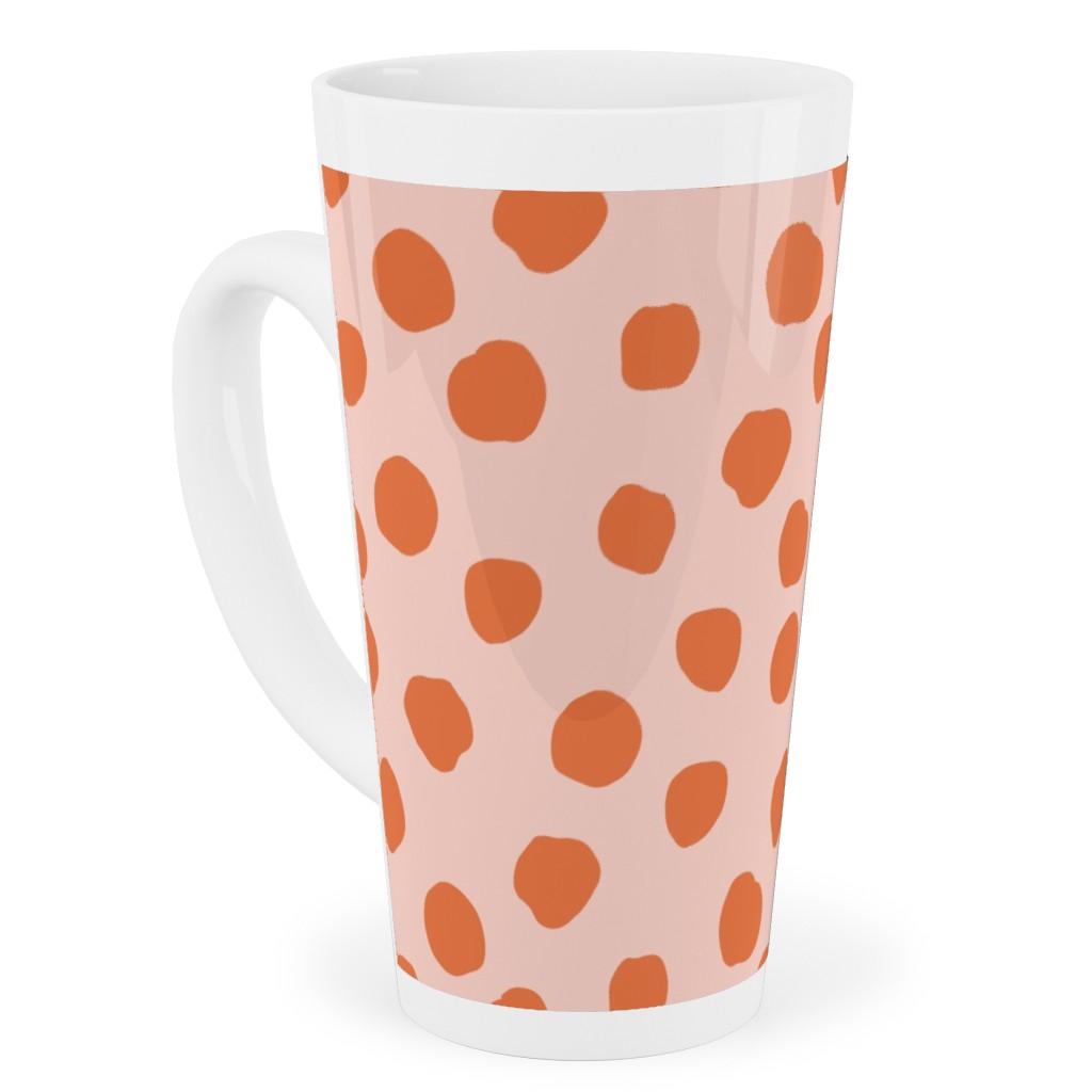 Dotty - Pink and Orange Tall Latte Mug, 17oz, Pink