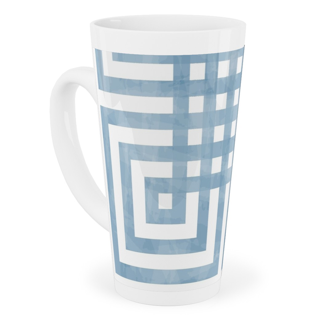 Square Grid - Blue Tall Latte Mug, 17oz, Blue