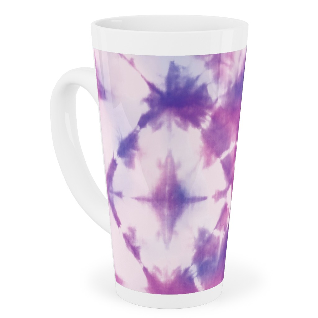 Tie-Dye - Purple and Pink Tall Latte Mug, 17oz, Purple, Purple