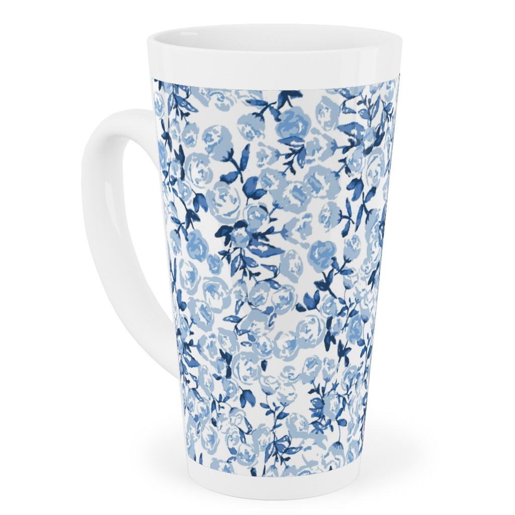 a Thousand Roses - Blue Tall Latte Mug, 17oz, Blue, True Blue