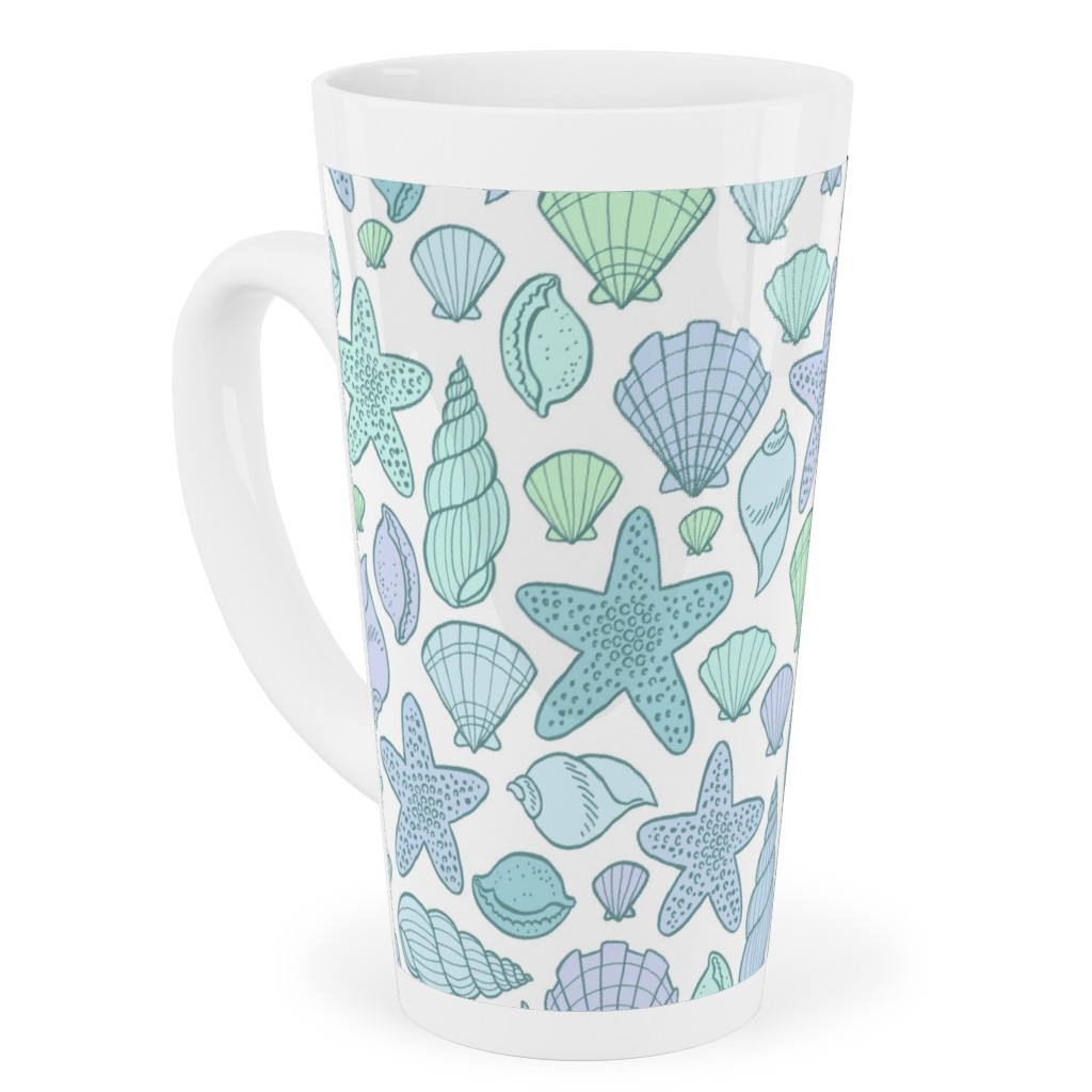 Seashells - Cool Blues Tall Latte Mug, 17oz, Blue, True Blue