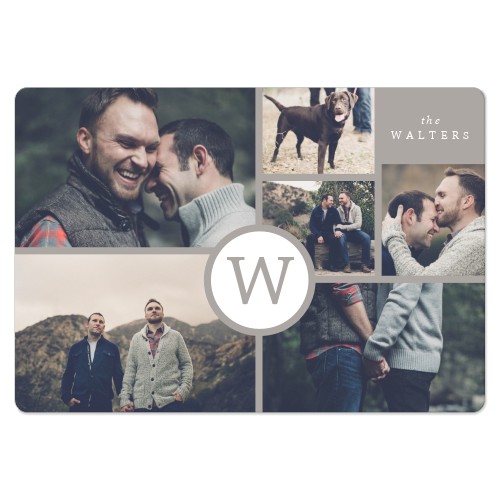 Monogram Grid Magnet, 3x5, Gray, stone