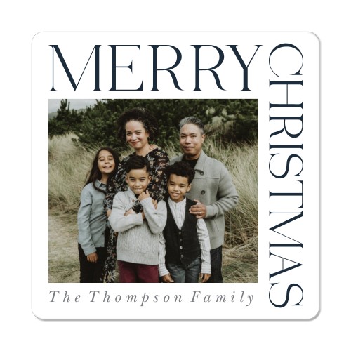 Modern Serif Merry Magnet, 3x3, White, white