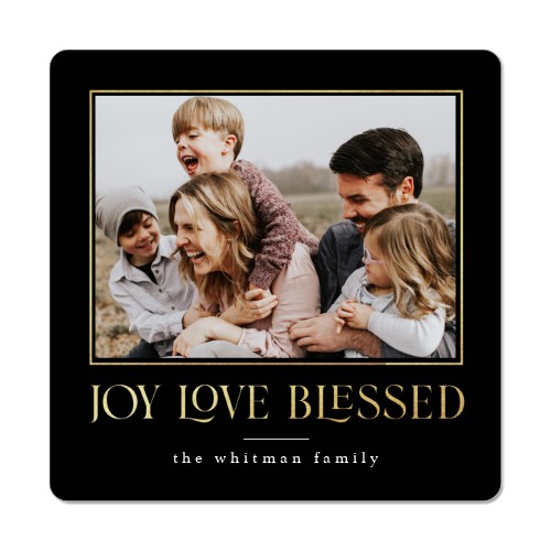 Gilded Joy Love Blessed Magnet, 3x3, Black