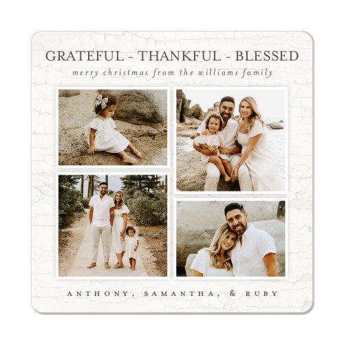 Grateful Thankful Blessed Family Magnet, 3x3, White