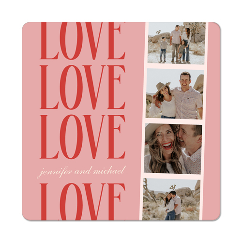 Love Filmstrip Magnet, 3x3, Pink, peony
